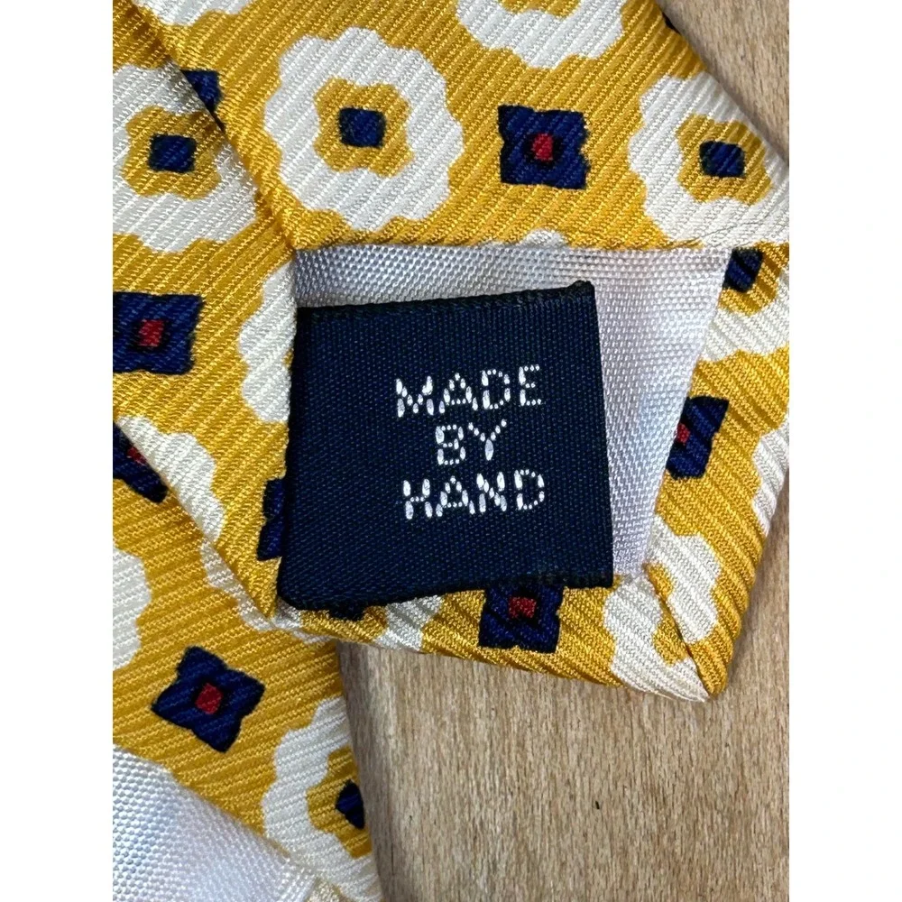 Polo Ralph Lauren Tie Mens OS Yellow Geometric Floral Medallion 100% Silk‎ USA